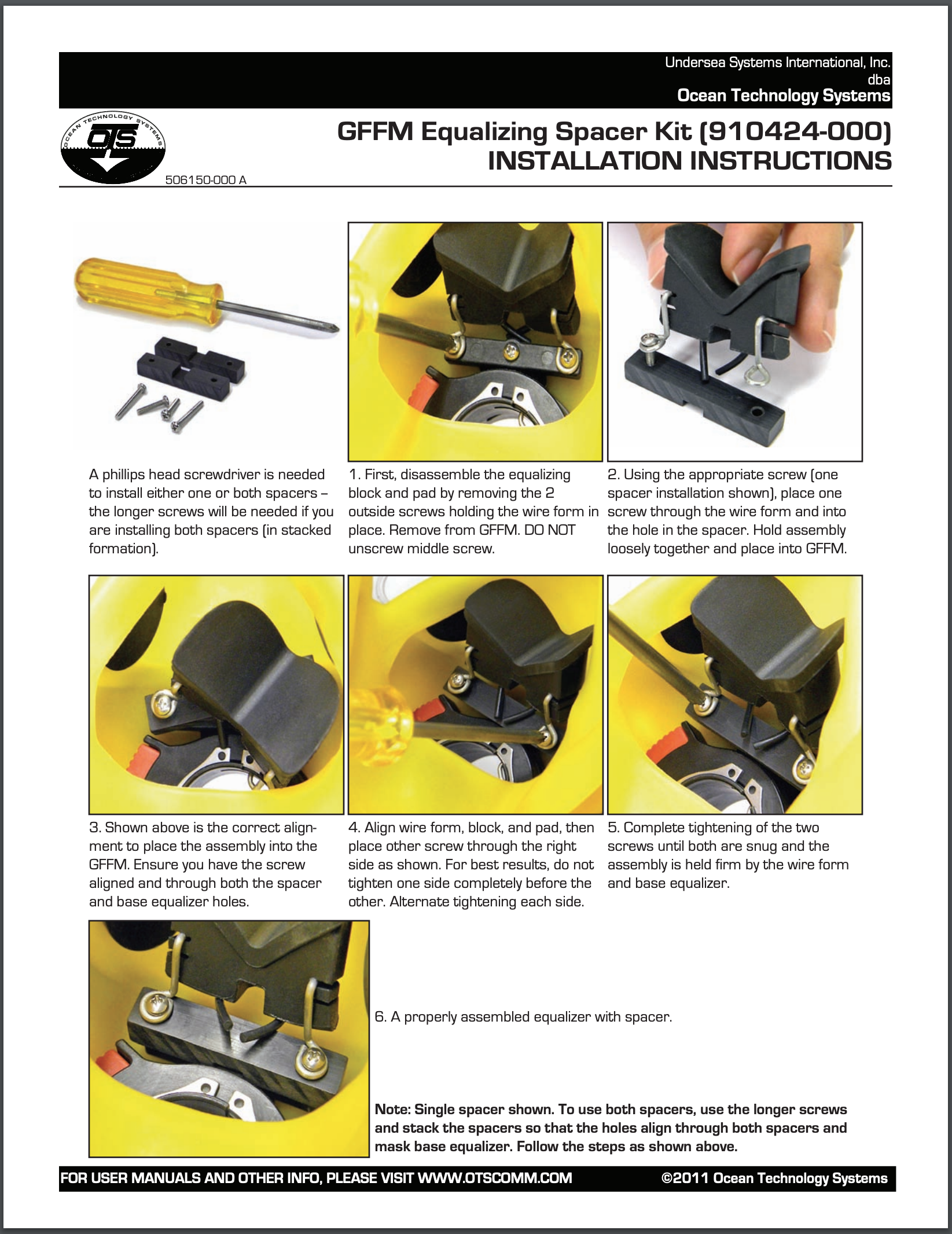 GFFM Spacer Kit Instructions