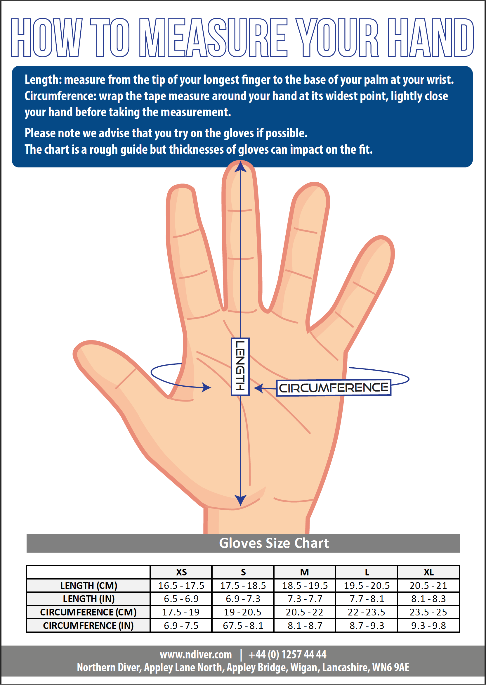 Glove Size Chart