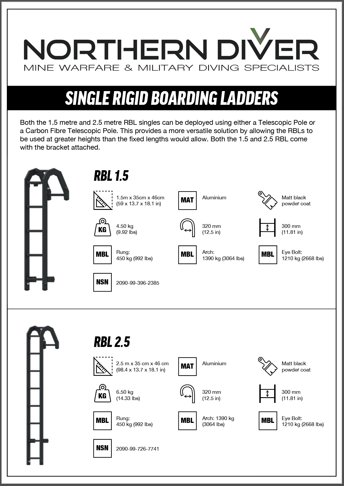 Single Rigid Boarding Ladder Data Sheet